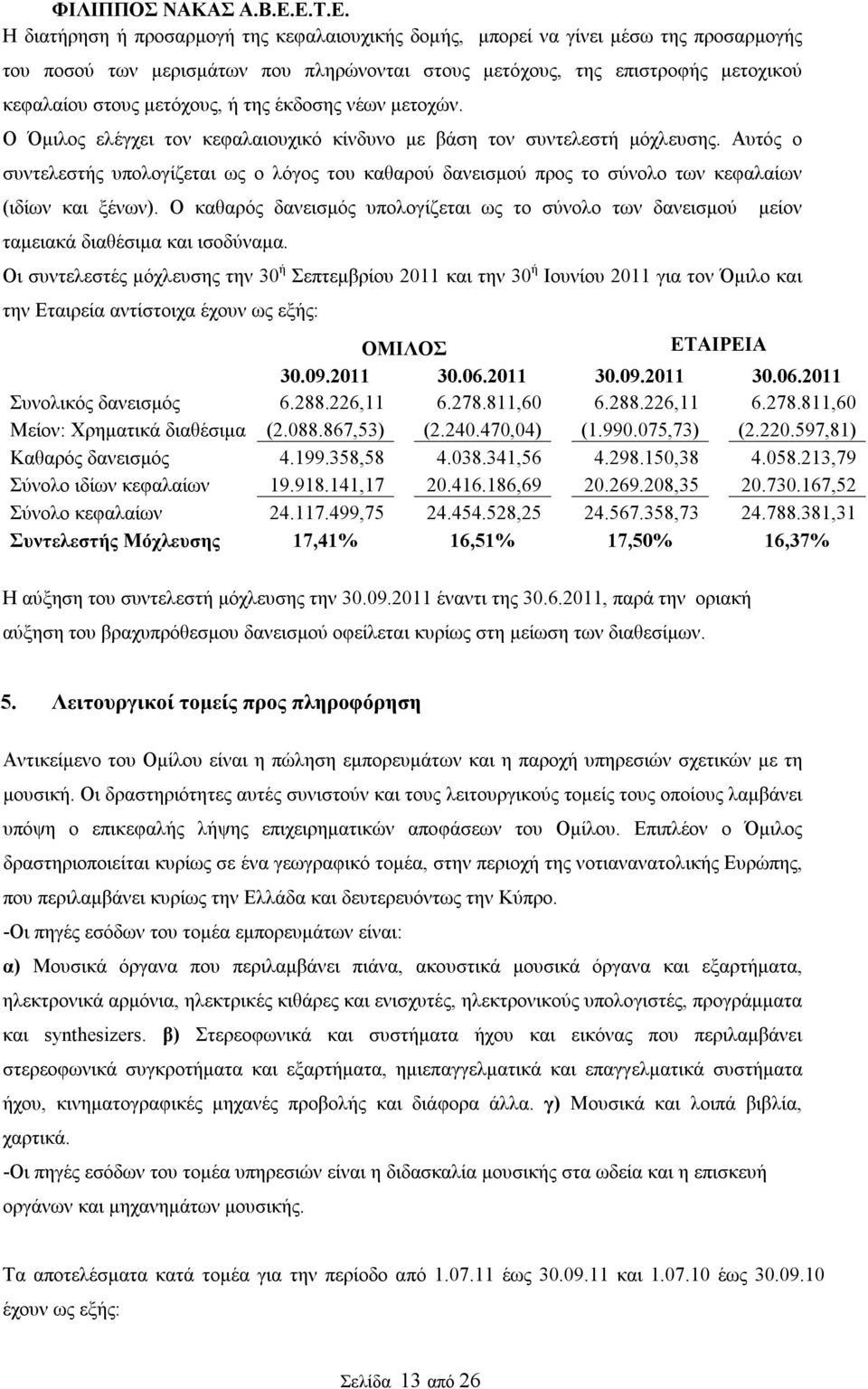 Αυτός ο συντελεστής υπολογίζεται ως ο λόγος του καθαρού δανεισμού προς το σύνολο των κεφαλαίων (ιδίων και ξένων).