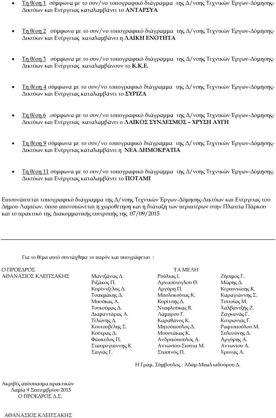 Κ.Κ.Ε. Τη θέση 4 σύµφωνα µε το συν/νο το ογραφικό διάγραµµα της /νσης Τεχνικών Έργων- όµησης- ικτύων και Ενέργειας καταλαµβάνει το ΣΥΡΙΖΑ Τη θέση 6.