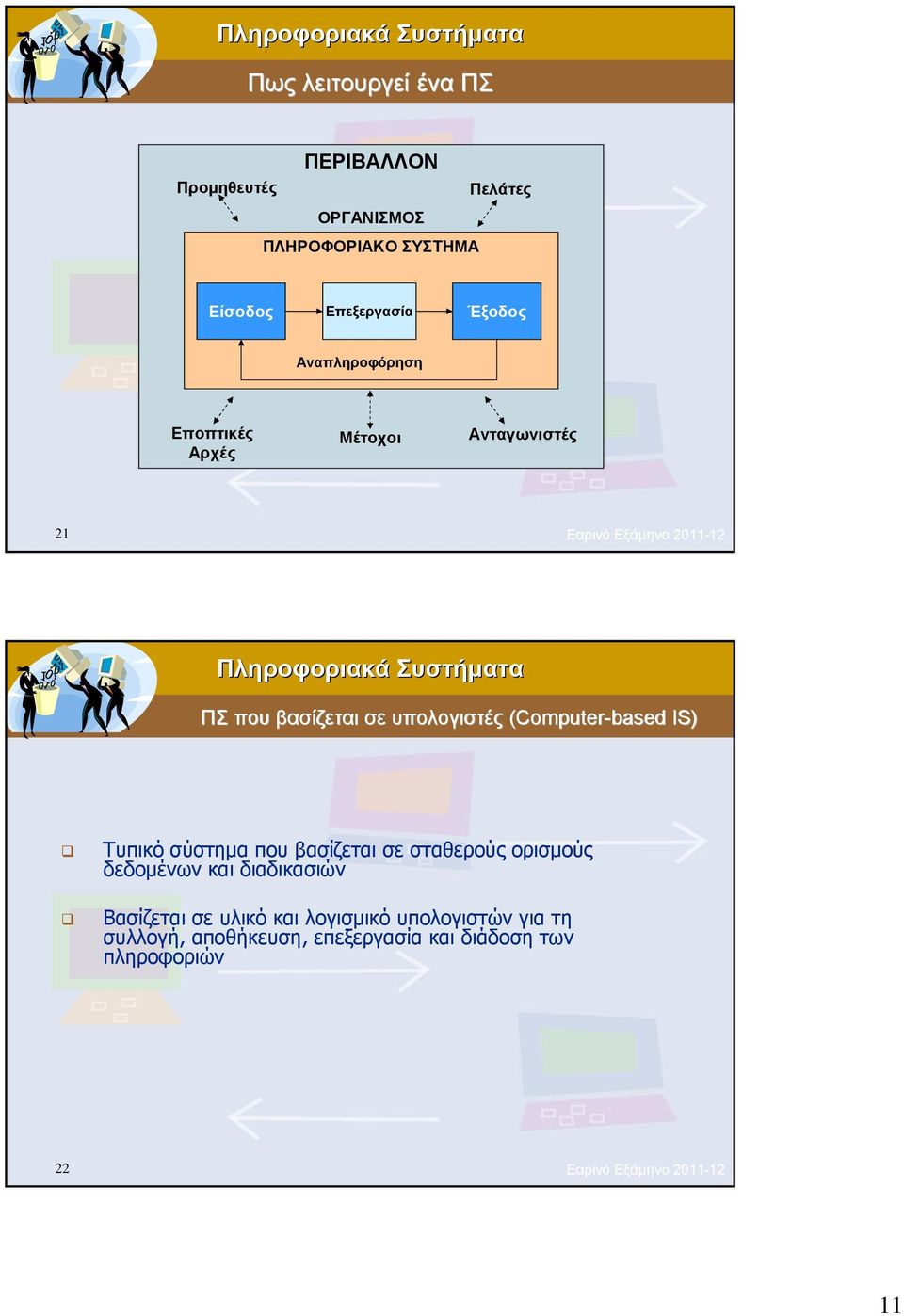 (Computer-based IS) Τυπικό σύστημα που βασίζεται σε σταθερούς ορισμούς δεδομένων και διαδικασιών Βασίζεται σε