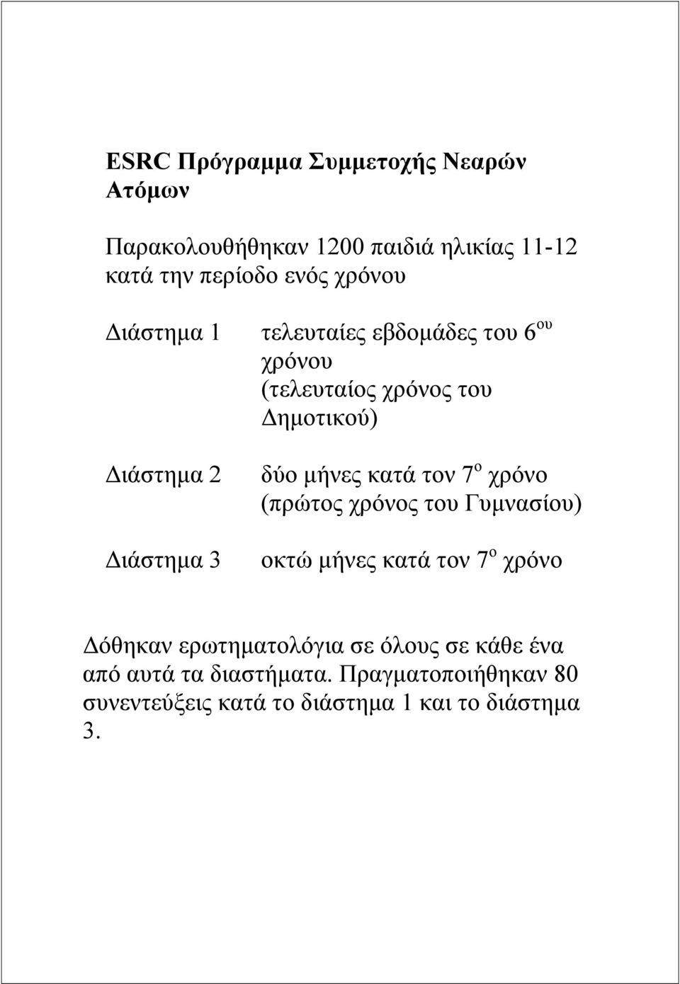 δύο µήνες κατά τον 7 ο χρόνο (πρώτος χρόνος του Γυµνασίου) οκτώ µήνες κατά τον 7 ο χρόνο όθηκαν