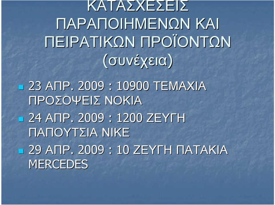 . 2009 : 10900 ΤΕΜΑΧΙΑ ΠΡΟΣΟΨΕΙΣ ΝΟΚΙΑ 24 ΑΠΡ.