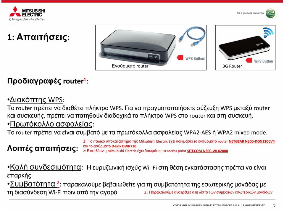 Πρωτόκολλο ασφαλείας: Το router πρέπει να είναι συμβατό με τα πρωτόκολλα ασφαλείας WPA2 AES ή WPA2 mixed mode.