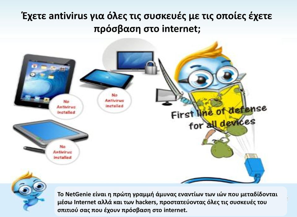 ιών που μεταδίδονται μέσω Internet αλλά και των hackers,