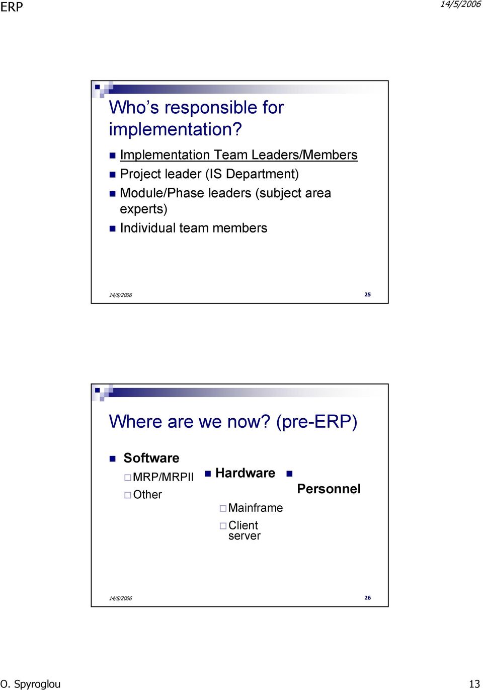 Module/Phase leaders (subject area experts) Individual team members 25