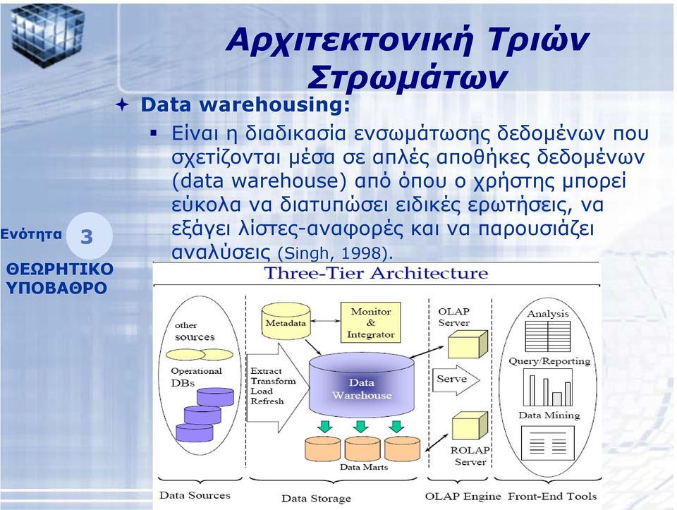 δεδοµένων (data warehouse) από όπου ο χρήστης µπορεί εύκολα να διατυπώσει