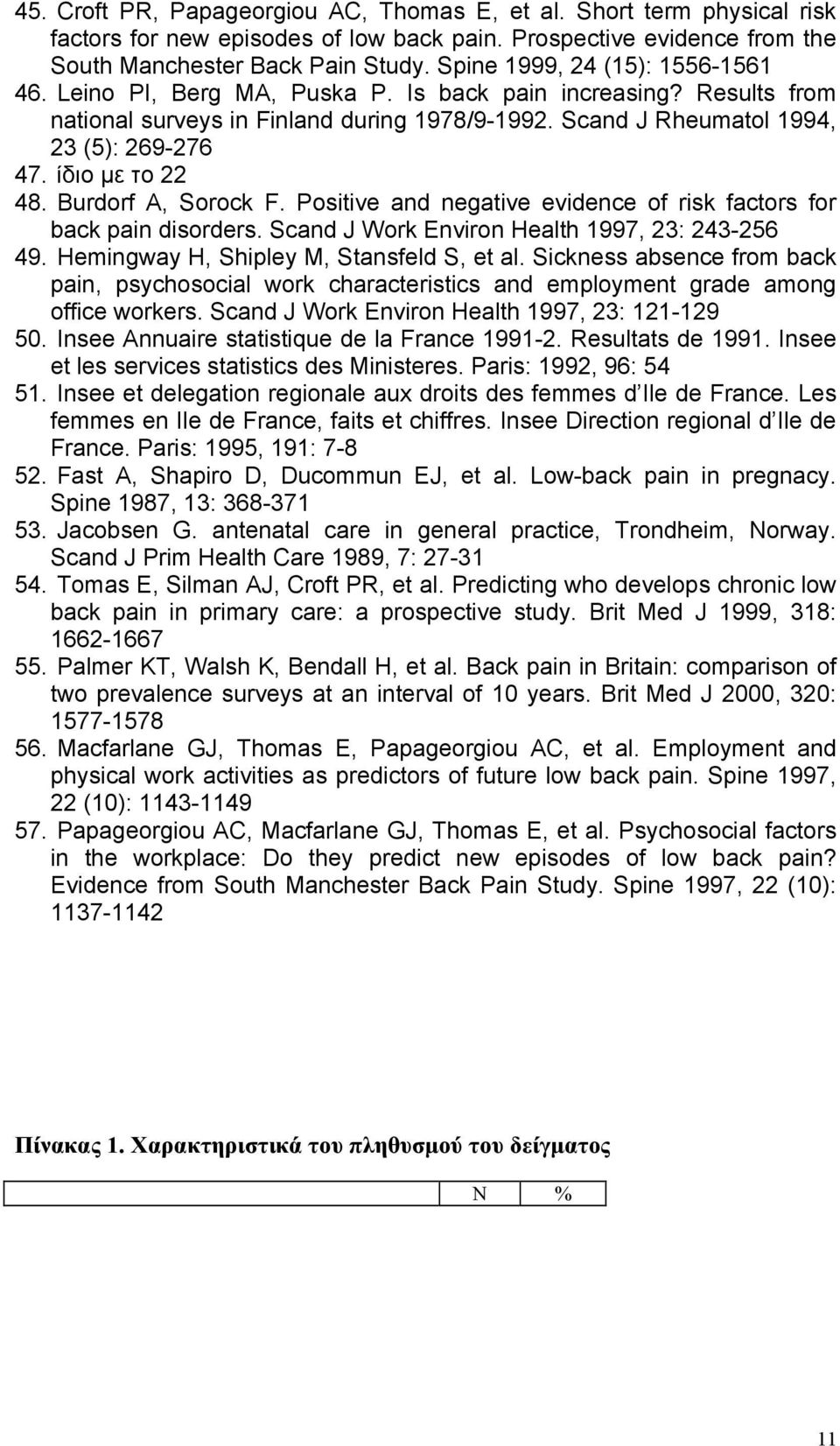 ίδιο με το 22 48. Burdorf A, Sorock F. Positive and negative evidence of risk factors for back pain disorders. Scand J Work Environ Health 1997, 23: 243-256 49.