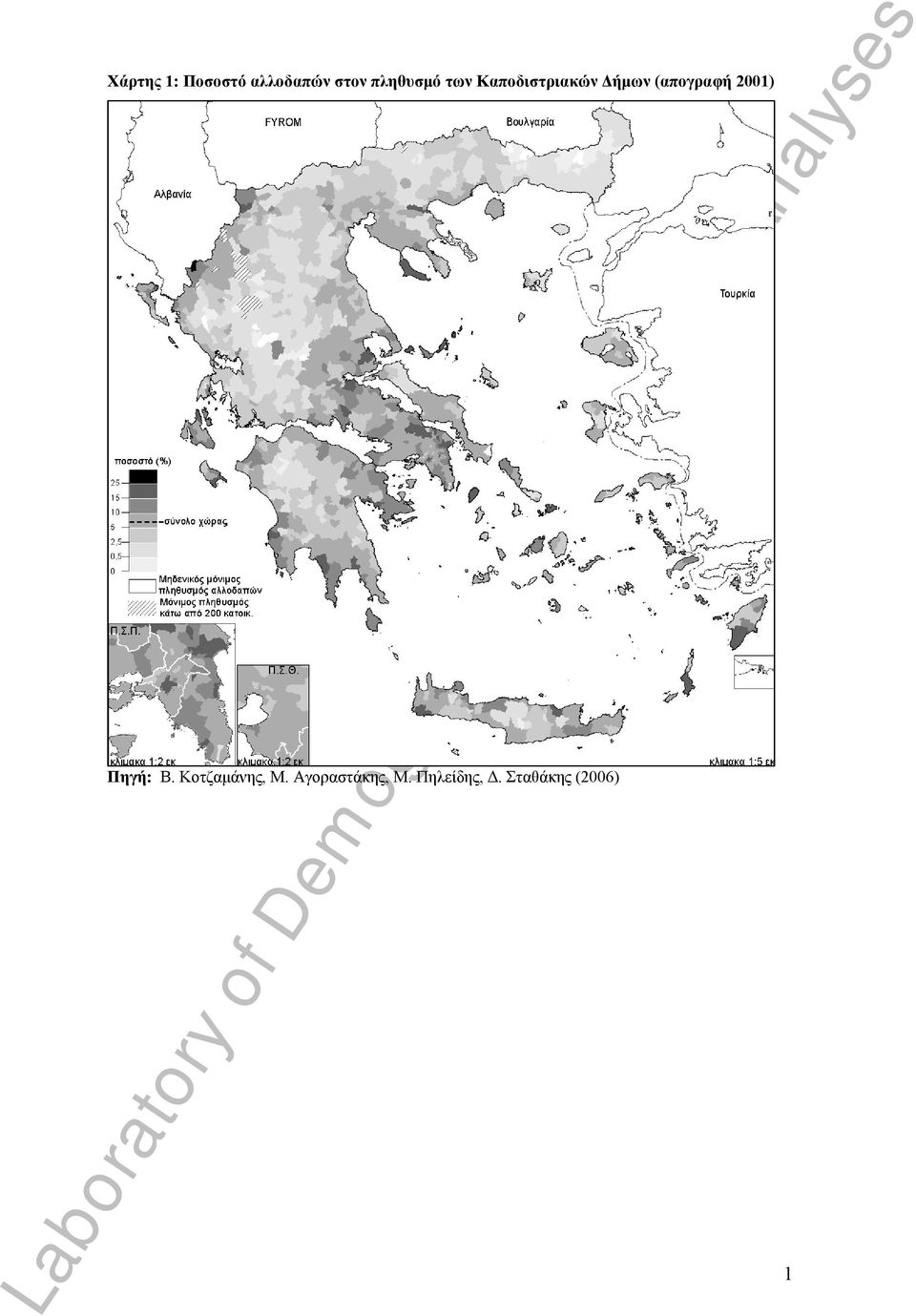 (απογραφή 2001) Πηγή: Β. Kοτζαμάνης, Μ.