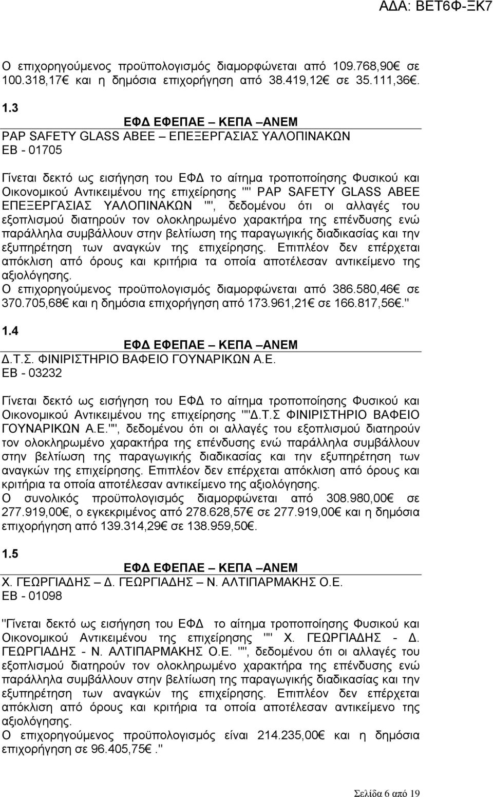 0.318,17 και η δημόσια επιχορήγηση από 38.419,12 σε 35.111,36. 1.