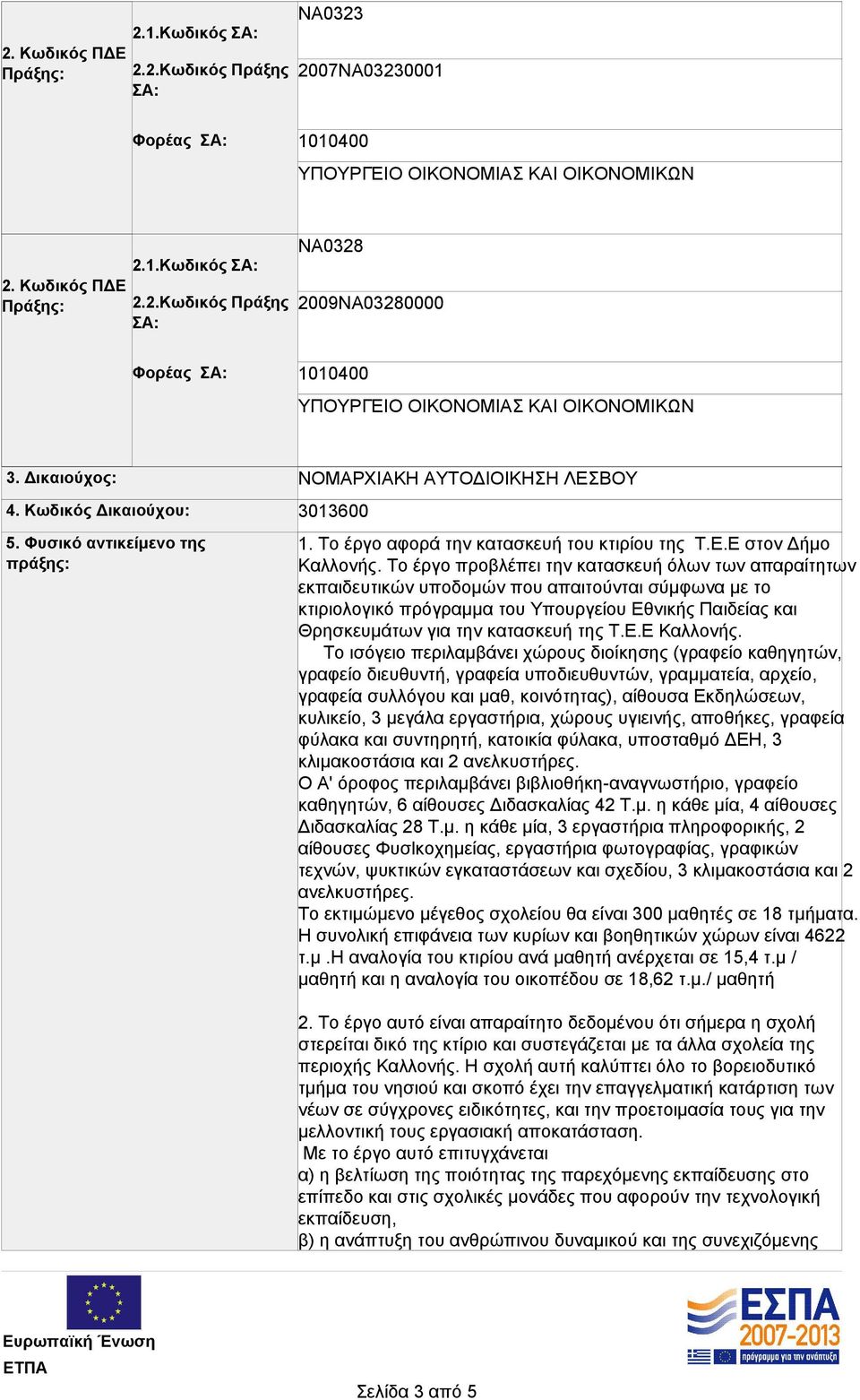 Το έργο προβλέπει την κατασκευή όλων των απαραίτητων εκπαιδευτικών υποδομών που απαιτούνται σύμφωνα με το κτιριολογικό πρόγραμμα του Υπουργείου Εθνικής Παιδείας και Θρησκευμάτων για την κατασκευή της