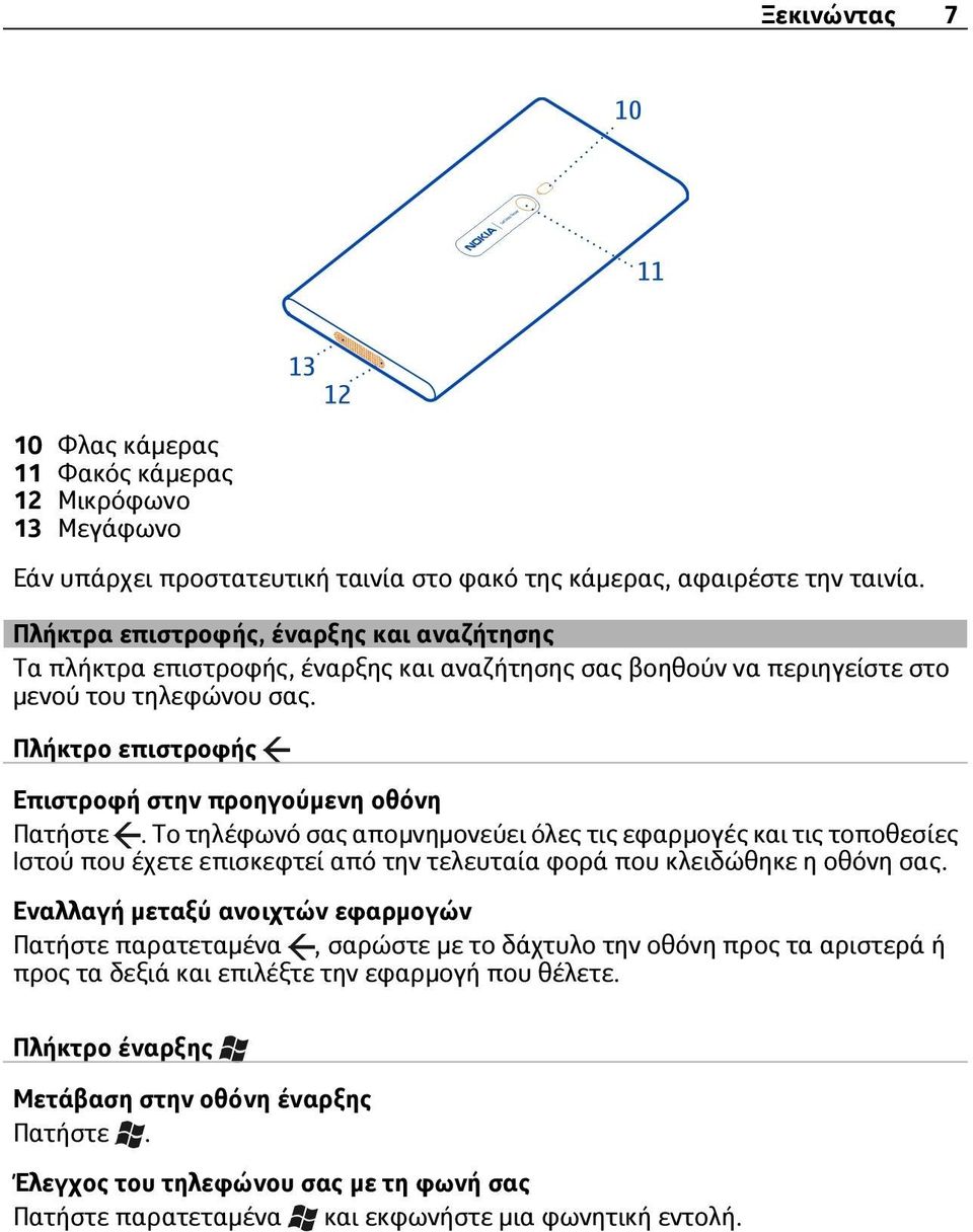 Πλήκτρο επιστροφής Επιστροφή στην προηγούμενη οθόνη Πατήστε.