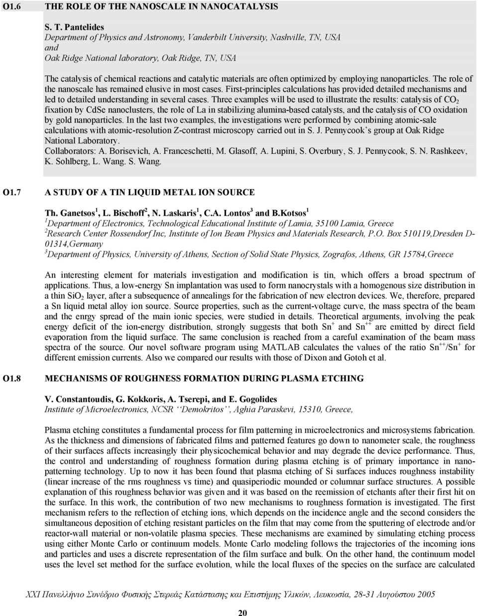 E NANOSCALE IN NANOCATALYSIS S. T.