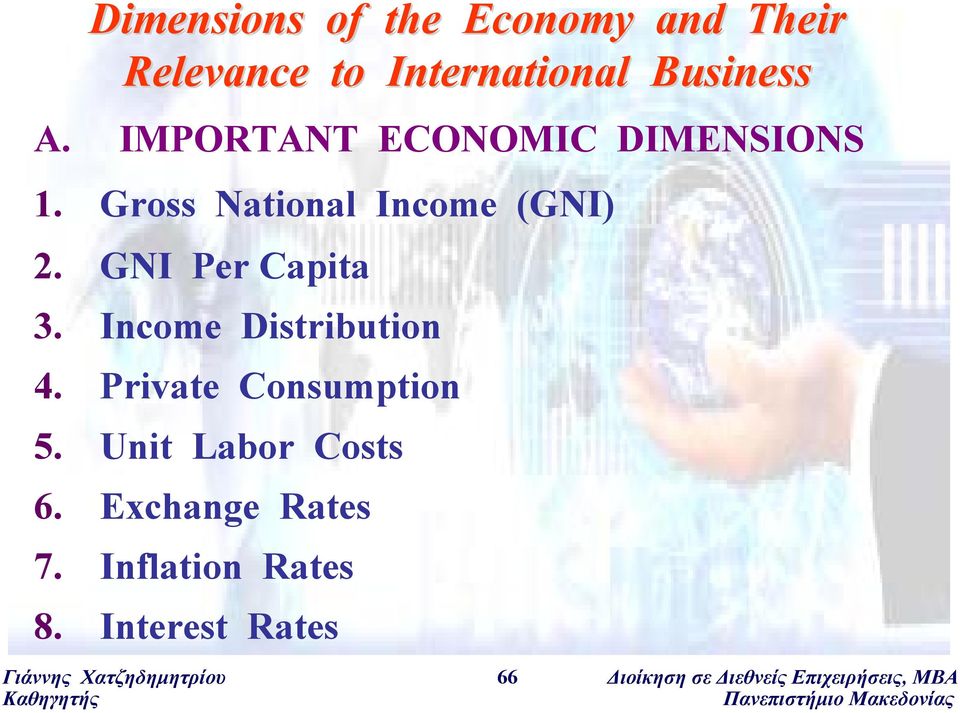 Income Distribution 4. Private Consumption 5. Unit Labor Costs 6. Exchange Rates 7.