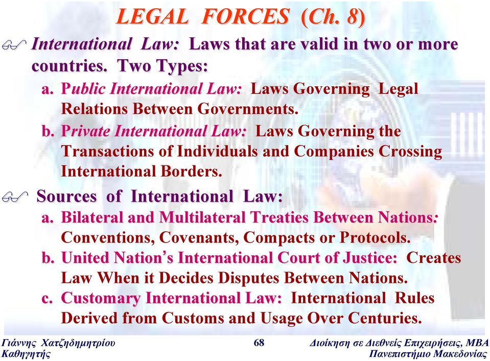 Private International Law: Laws Governing the Transactions of Individuals and Companies Crossing International Borders. Sources of International Law: a.