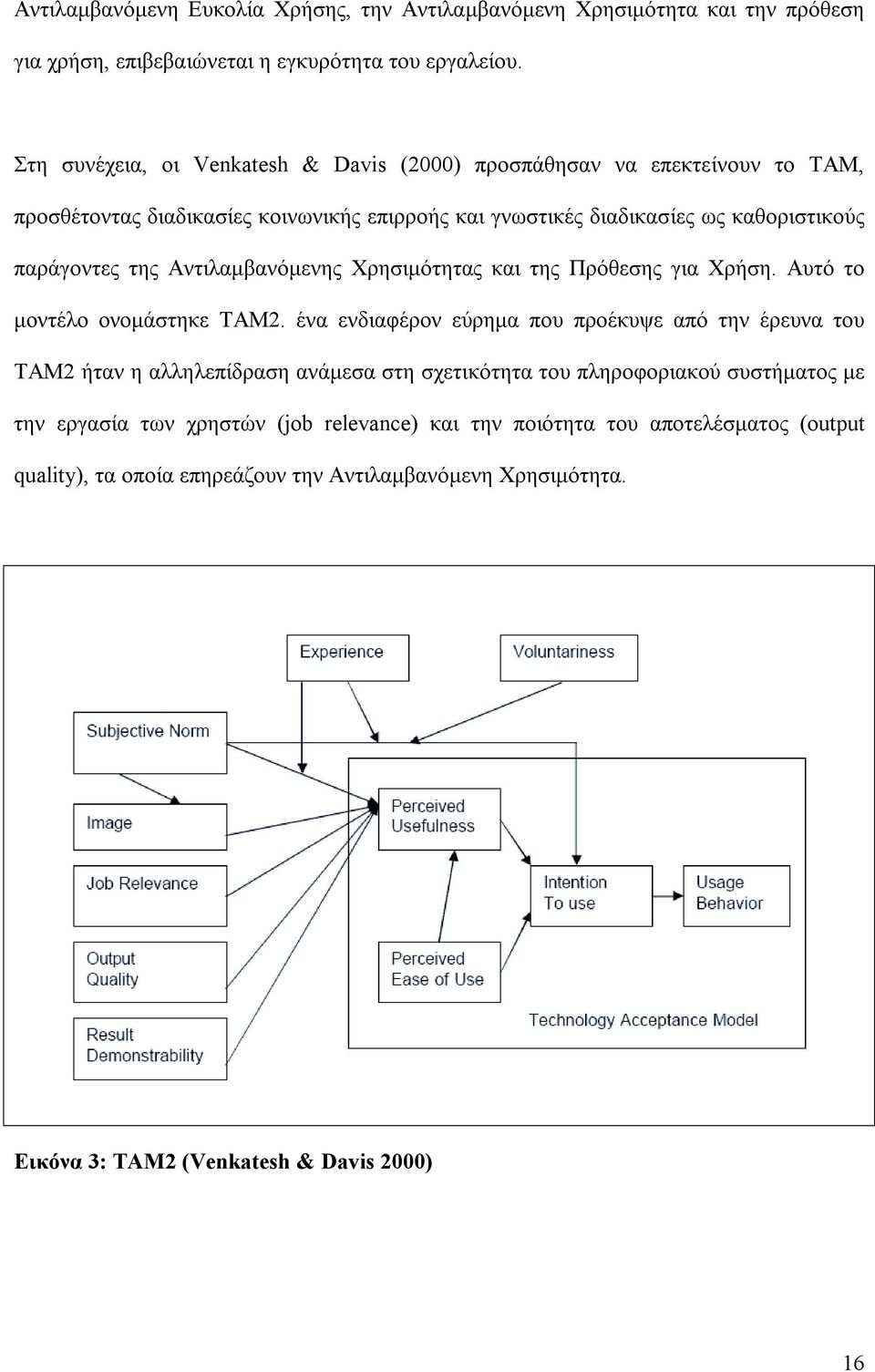 Αντιλαµβανόµενης Χρησιµότητας και της Πρόθεσης για Χρήση. Αυτό το µοντέλο ονοµάστηκε TAM2.