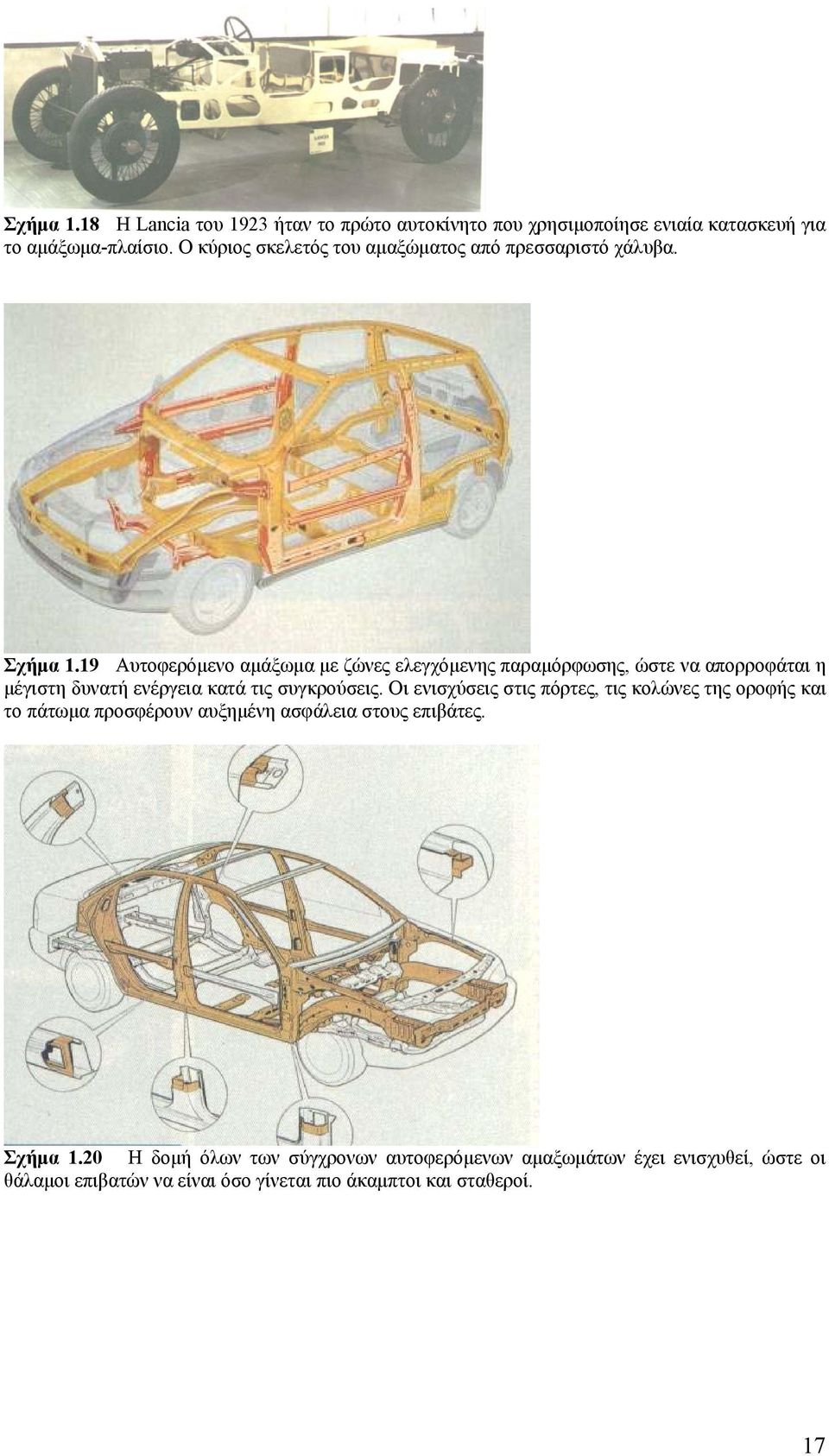 19 Αυτοφερόμενο αμάξωμα με ζώνες ελεγχόμενης παραμόρφωσης, ώστε να απορροφάται η μέγιστη δυνατή ενέργεια κατά τις συγκρούσεις.