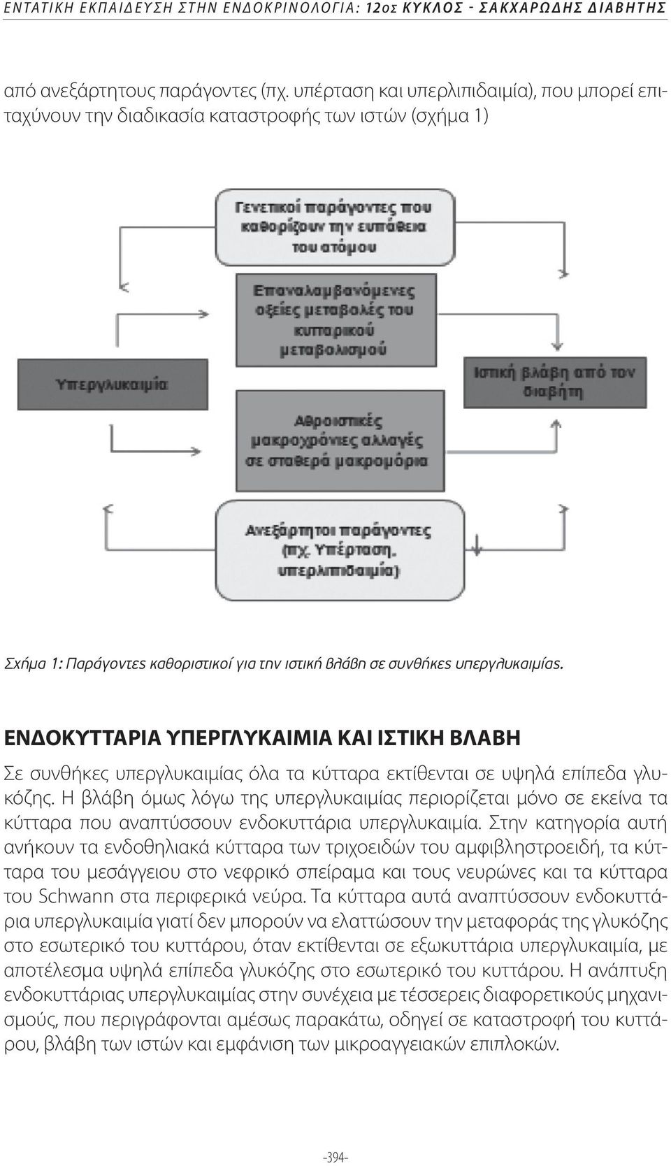 ΕΝΔΟΚΥΤΤΑΡΙΑ ΥΠΕΡΓΛΥΚΑΙΜΙΑ ΚΑΙ ΙΣΤΙΚΗ ΒΛΑΒΗ Σε συνθήκες υπεργλυκαιμίας όλα τα κύτταρα εκτίθενται σε υψηλά επίπεδα γλυκόζης.