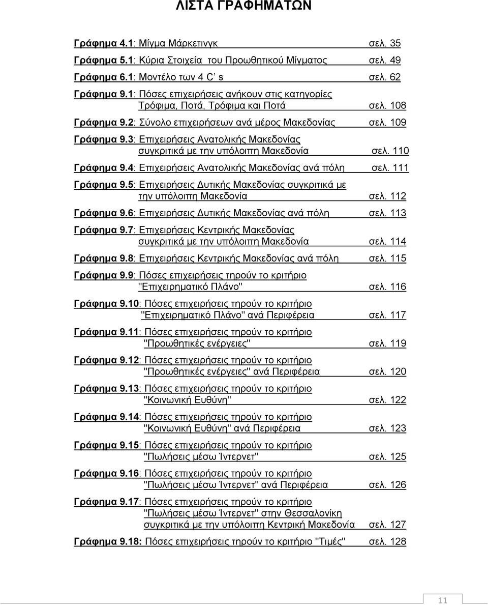3: Δπηρεηξήζεηο Αλαηνιηθήο Μαθεδνλίαο ζπγθξηηηθά κε ηελ ππφινηπε Μαθεδνλία ζει. 110 Γξάθεκα 9.4: Δπηρεηξήζεηο Αλαηνιηθήο Μαθεδνλίαο αλά πφιε ζει. 111 Γξάθεκα 9.