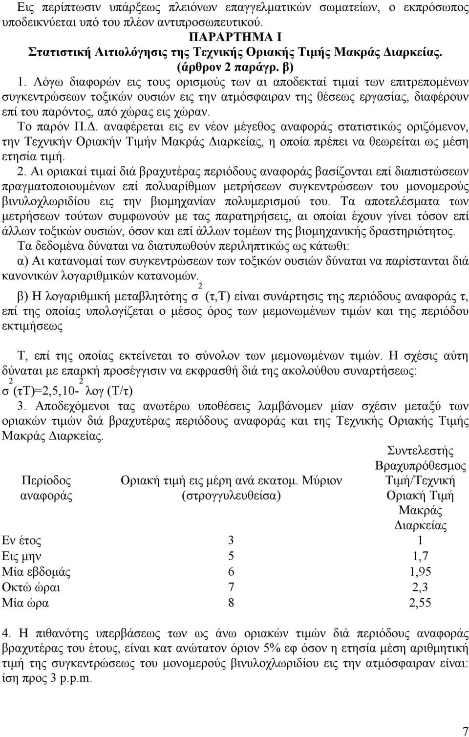 Λόγω διαφορών εις τους ορισµούς των αι αποδεκταί τιµαί των επιτρεποµένων συγκεντρώσεων τοξικών ουσιών εις την ατµόσφαιραν της θέσεως εργασίας, διαφέρουν επί του παρόντος, από χώρας εις χώραν.