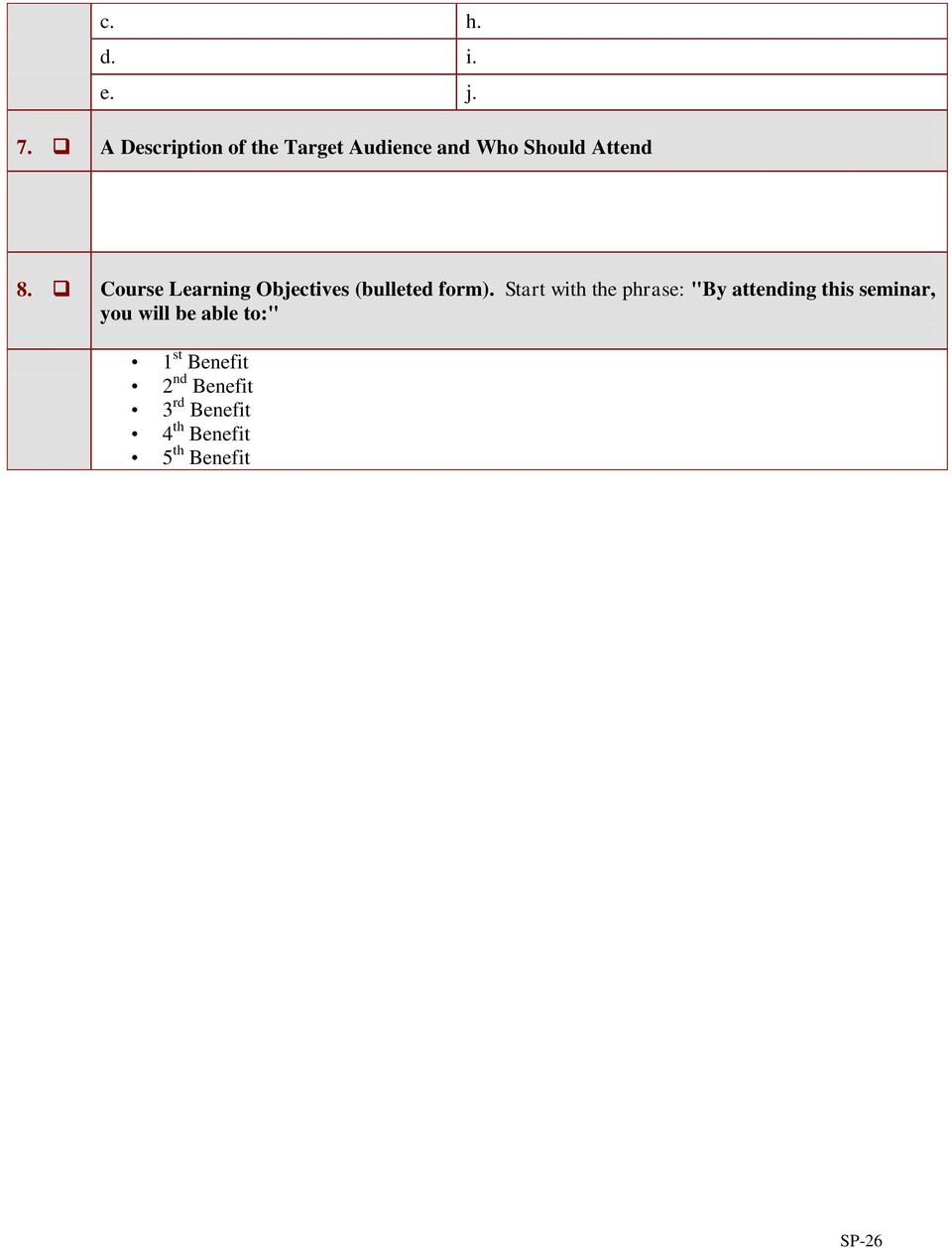 Course Learning Objectives (bulleted form).