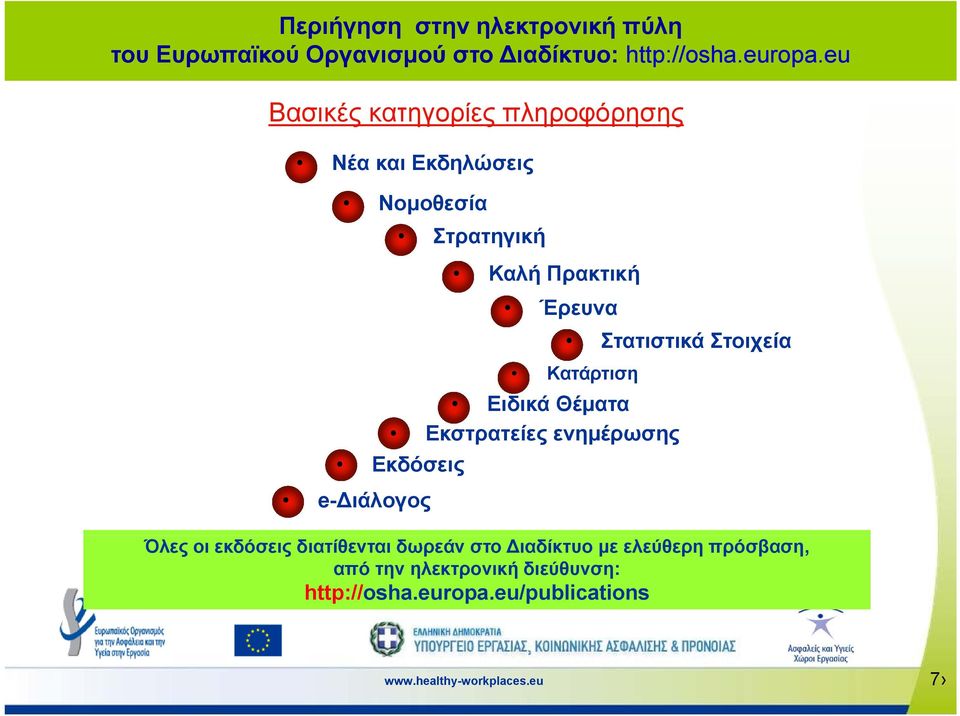 Στατιστικά Στοιχεία Κατάρτιση Ειδικά Θέματα Εκστρατείες ενημέρωσης Εκδόσεις e- ιάλογος Όλες οι