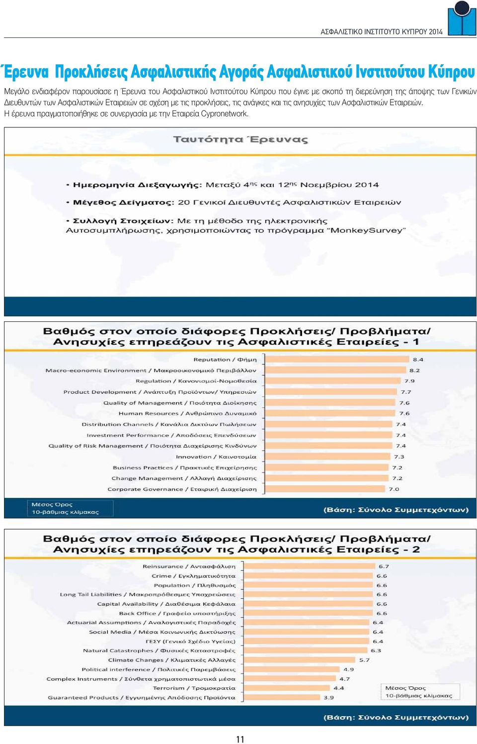 Γενικών Διευθυντών των Ασφαλιστικών Εταιρειών σε σχέση με τις προκλήσεις, τις ανάγκες και τις