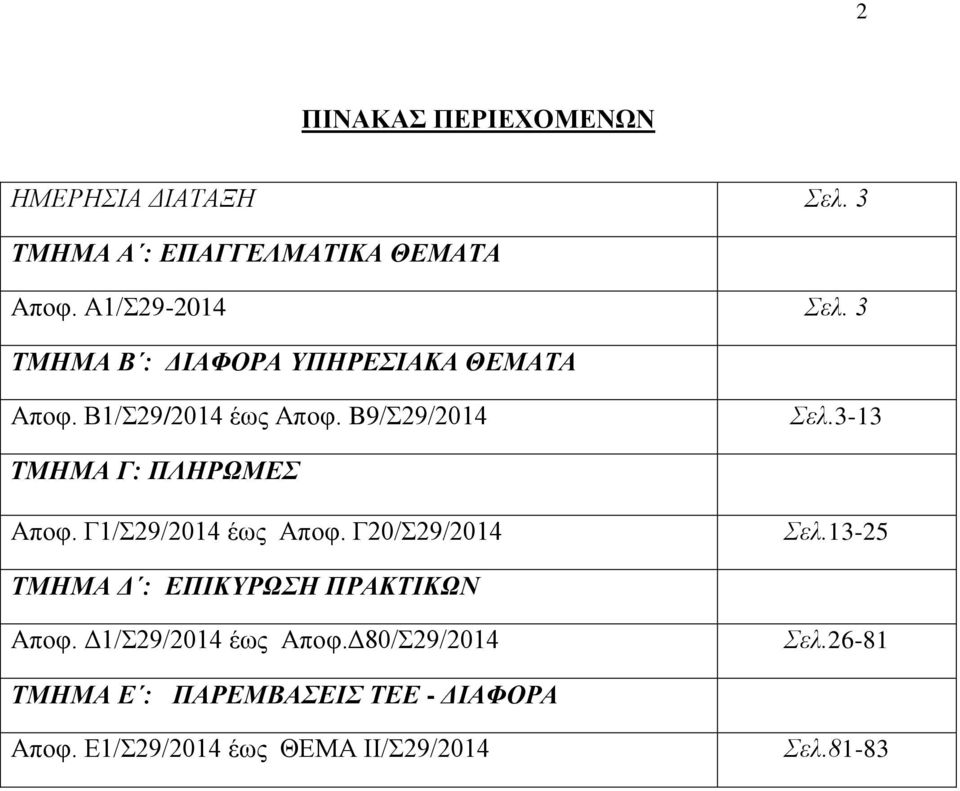 B9/29/2014 ΣΜ ΣΜΗΜΑ Γ: ΠΛΗΡΩΜΔ ) Απνθ. Γ1/29/2014 έσο Απνθ. Γ20/29/2014 ει.3-13 ει.