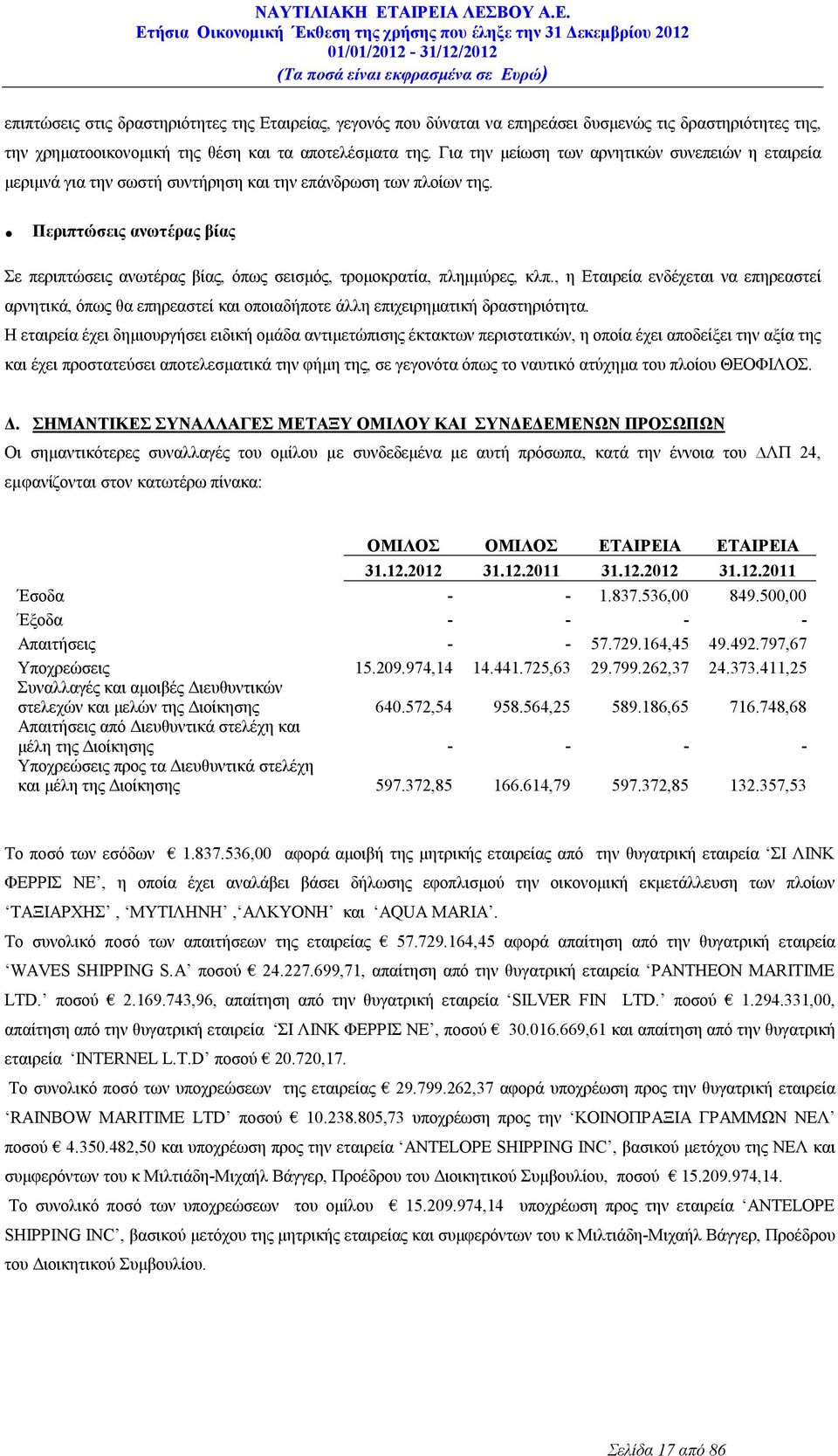 . Περιπτώσεις ανωτέρας βίας Σε περιπτώσεις ανωτέρας βίας, όπως σεισμός, τρομοκρατία, πλημμύρες, κλπ.