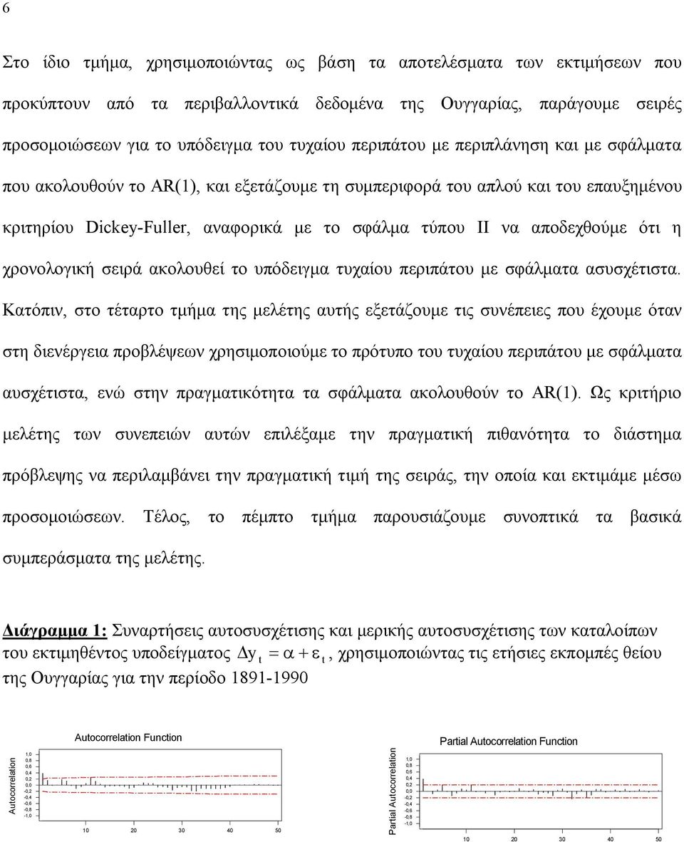 ότι η χρονολογική σειρά ακολουθεί το υπόδειγμα τυχαίου περιπάτου με σφάλματα ασυσχέτιστα.