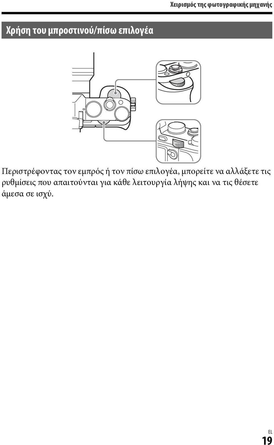 πίσω επιλογέα, μπορείτε να αλλάξετε τις ρυθμίσεις που