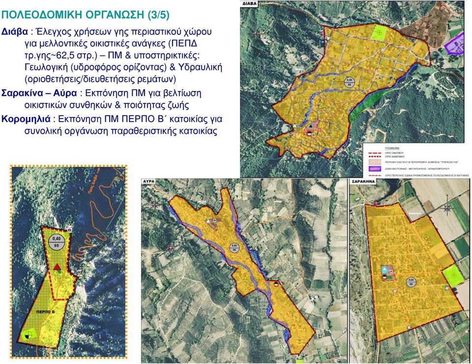 ) ΠΜ & υποστηρικτικές: Γεωλογική (υδροφόρος ορίζοντας) & Υδραυλική (οριοθετήσεις/διευθετήσεις