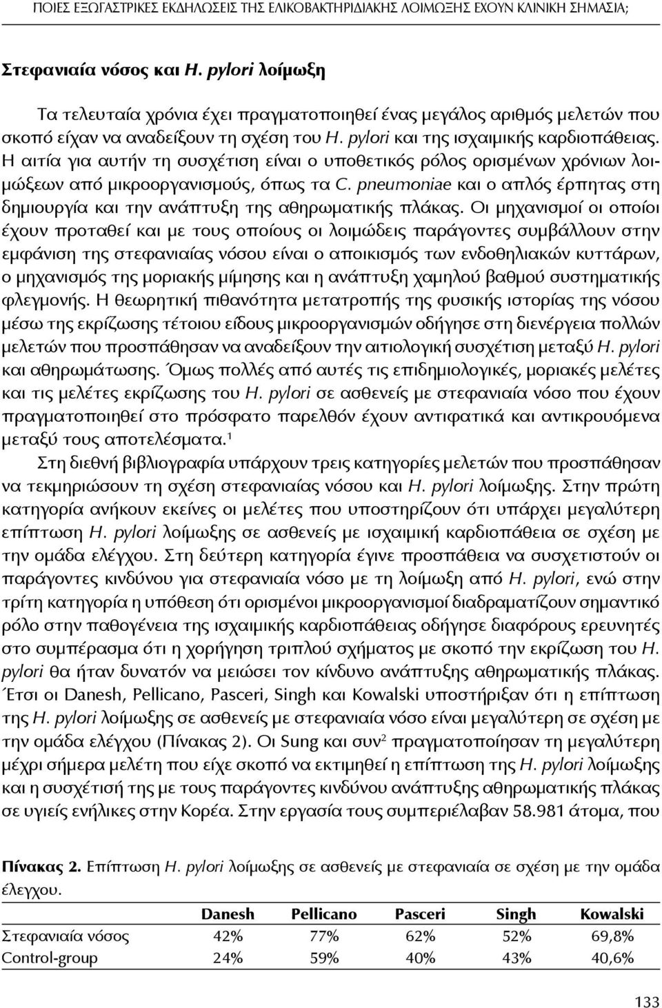 Η αιτία για αυτήν τη συσχέτιση είναι ο υποθετικός ρόλος ορισμένων χρόνιων λοιμώξεων από μικροοργανισμούς, όπως τα C.