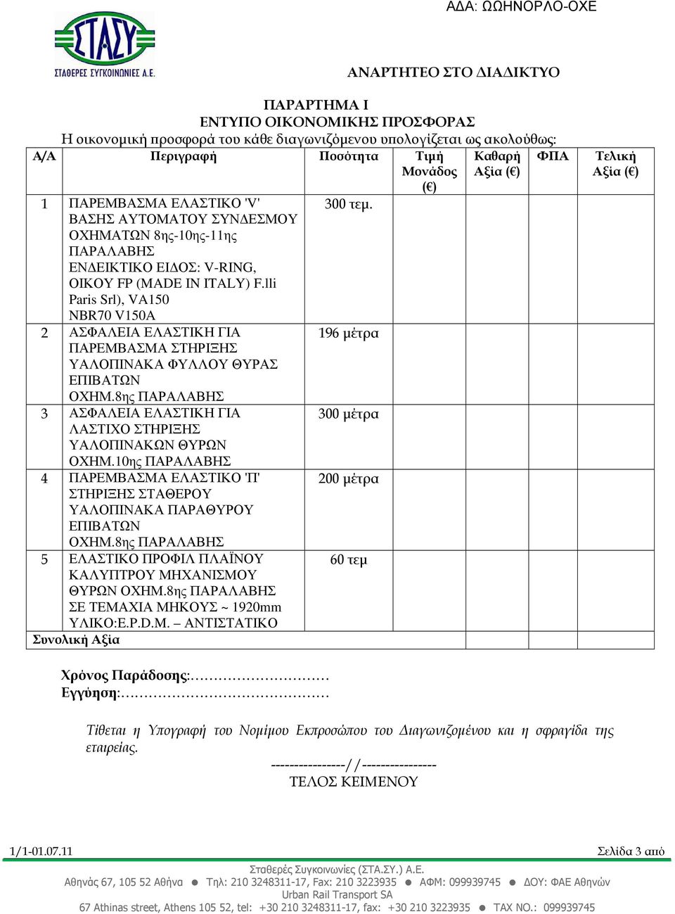 lli Paris Srl), VA150 NBR70 V150A 2 ΑΣΦΑΛΕΙΑ ΕΛΑΣΤΙΚΗ ΓΙΑ 196 µέτρα ΠΑΡΕΜΒΑΣΜΑ ΣΤΗΡΙΞΗΣ ΥΑΛΟΠΙΝΑΚΑ ΦΥΛΛΟΥ ΘΥΡΑΣ ΕΠΙΒΑΤΩΝ ΟΧΗΜ.