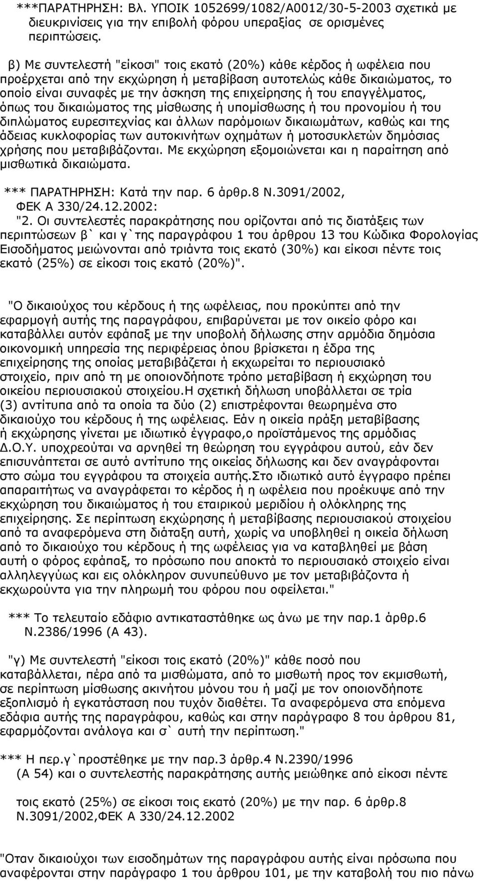 επαγγέλματος, όπως του δικαιώματος της μίσθωσης ή υπομίσθωσης ή του προνομίου ή του διπλώματος ευρεσιτεχνίας και άλλων παρόμοιων δικαιωμάτων, καθώς και της άδειας κυκλοφορίας των αυτοκινήτων οχημάτων