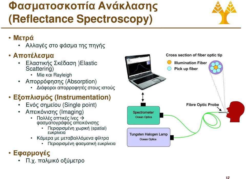 (Instrumentation) Ενός σηµείου (Single point) Απεικόνισης (Imaging) Πολλές οπτικές ίνες φασµατογράφος απεικόνισης