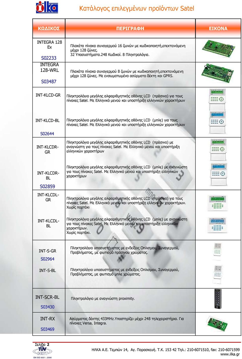 INT-KLCD-GR Πληκτρολόγιο µεγάλης αλφαριθµητικής οθόνης LCD (πράσινο) για τους πίνακες Satel.
