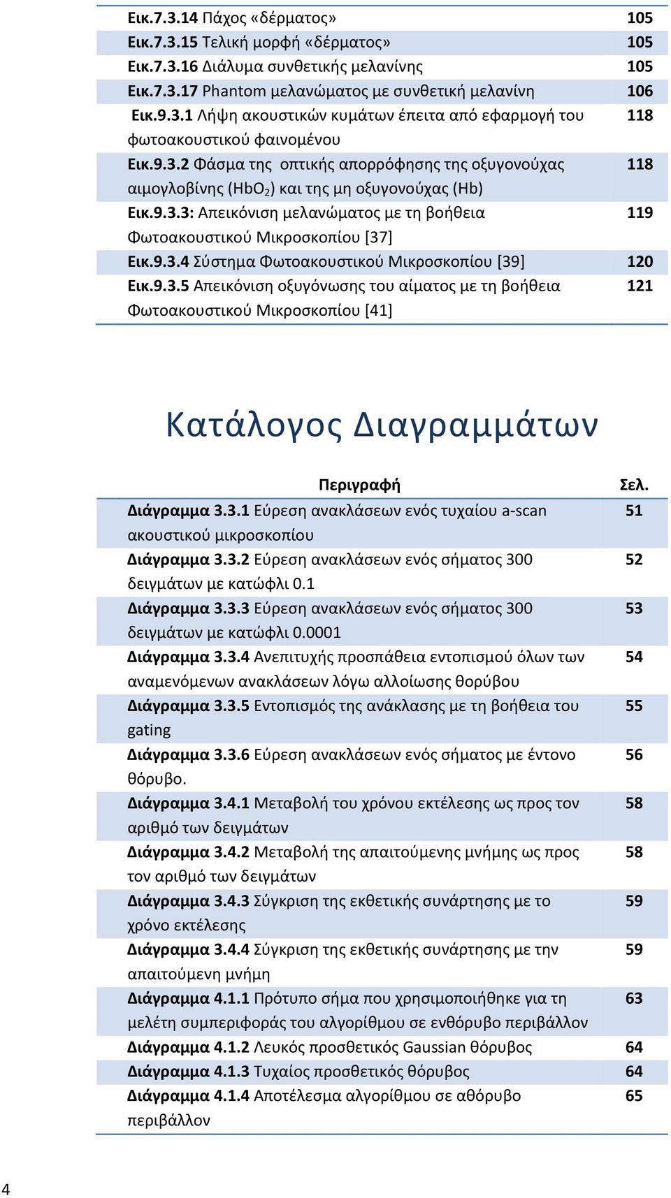 9.3.5 Απεικόνιση οξυγόνωσης του αίματος με τη βοήθεια 121 Φωτοακουστικού Μικροσκοπίου [41] Κατάλογος Διαγραμμάτων Περιγραφή Σελ. Διάγραμμα 3.3.1 Εύρεση ανακλάσεων ενός τυχαίου a scan 51 ακουστικού μικροσκοπίου Διάγραμμα 3.