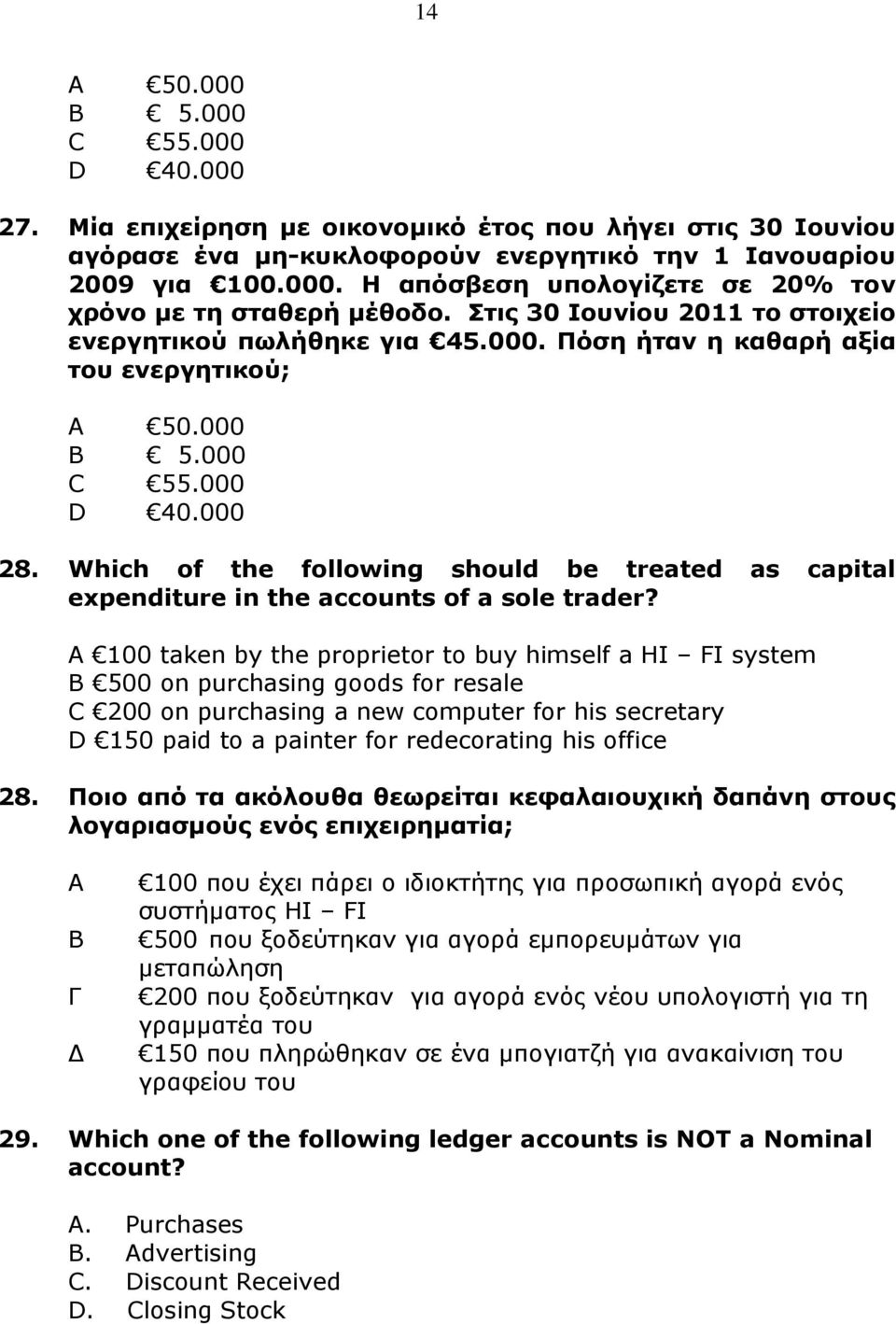 Which of the following should be treated as capital expenditure in the accounts of a sole trader?