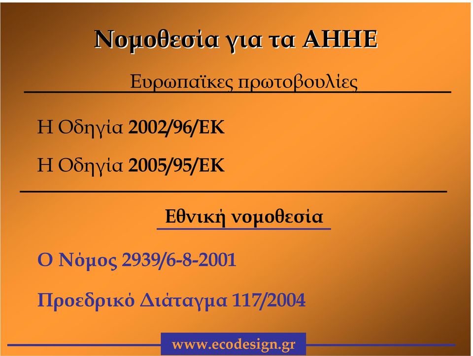 ΗΟδηγία2005/95/ΕΚ ΟΝόµος
