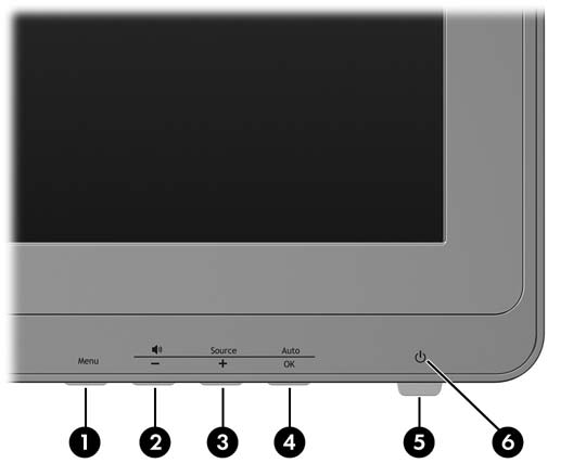 Στοιχεία ελέγχου πρόσοψης Πίνακας 4-2 Στοιχεία ελέγχου πρόσοψης οθόνης Αρ. Εικονίδιο Χειρισμός Λειτουργία 1 Μενού Ανοίγει, επιλέγει ή πραγματοποιεί έξοδο από το μενού OSD.