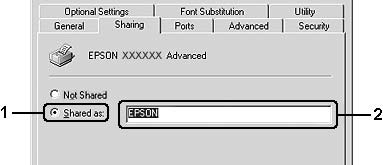 3. Για διακομιστή εκτύπωσης με Windows Vista, Vista x64, XP, XP x64, Server 2003 ή Server 2003 x64, επιλέξτε Share this printer (Κοινή χρήση εκτυπωτή) και στη συνέχεια πληκτρολογήστε το όνομα στο