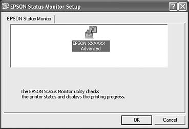 6. Επιλέξτε EPSON Status Monitor. 7. Στο παράθυρο διαλόγου που εμφανίζεται, βεβαιωθείτε ότι έχετε επιλέξει το εικονίδιο του εκτυπωτή σας και πατήστε OK. 8.