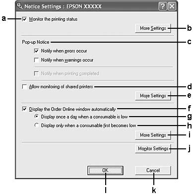 Όταν χρησιμοποιείτε τη σύνδεση EpsonNet Print TCP/IP (σε Windows Windows Vista, Vista x64, XP, XP x64, 2000, Server 2003 ή Server 2003 x64).