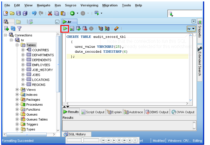 Execute statement Refresh tables Τμ.