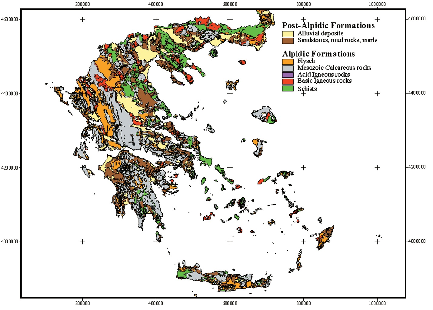 1.3. ΠΡΟΕΛΕΥΣΗ ΤΩΝ ΧΕΡΣΟΓΕΝΩΝ ΙΖΗΜΑΤΩΝ Το Αιγαίο δέχεται εισροές γλυκού νερού και ιζημάτων από ένα χερσαίο χώρο (περίπου 226,4 10³km²), που είναι μεγαλύτερος από την επιφάνεια της θάλασσας (περίπου