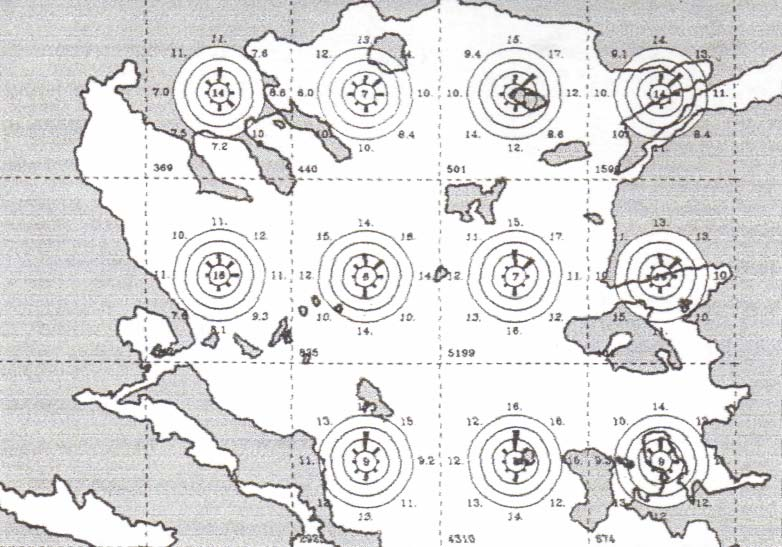 2.3. ΑΝΕΜΟΛΟΓΙΚΟ ΚΑΙ ΚΥΜΑΤΙΚΟ ΚΑΘΕΣΤΟΣ ΤΟΥ ΒΟΡΕΙΟΥ ΑΙΓΑΙΟΥ Στο Βόρειο Αιγαίο επικρατούν άνεμοι με βόρειες διευθύνσεις (Β και ΒΑ) καθ' όλη την διάρκεια του έτους, με μέσες ετήσιες συχνότητες που