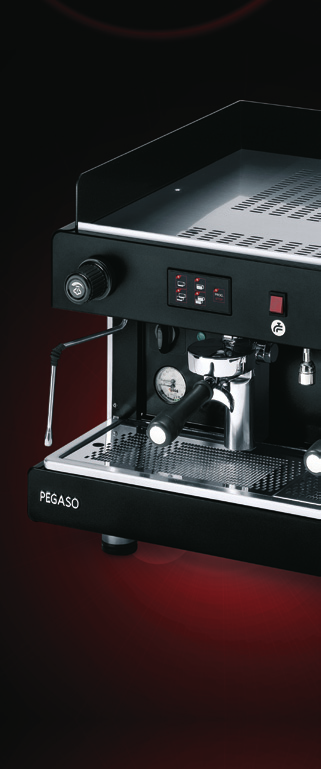 PEGASO Effective and reliable as any Wega, Wega Pegaso Opaque total black, with its modern color finish, introduces a new approach to coffee station and signifies a new color trend.