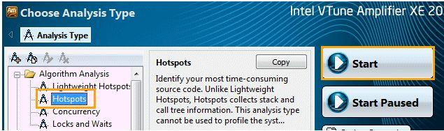 Intel VTune Amplifier XE 2013 Ανάλυση Hotspots (1/2) Με την Hotspot ανάλυση προσδιορίζεται ο χρόνος που απαιτείται