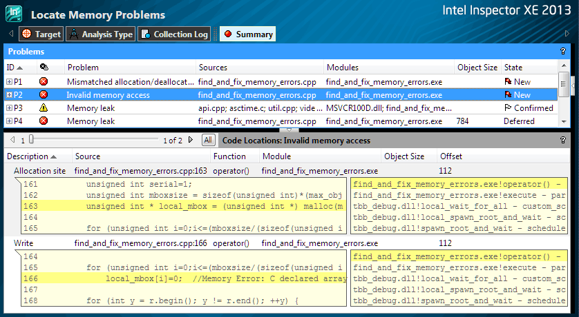 Intel Inspector XE 2013 Memory and thread analyzer (6/8) Ενδεικτική εκτέλεση εφαρμογής.