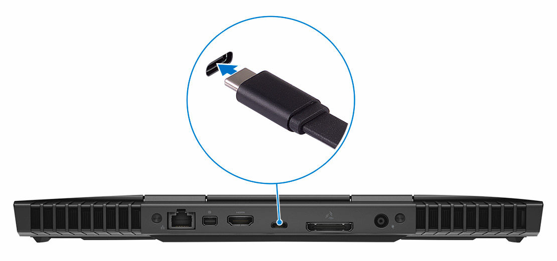 2 Συνδέστε το καλώδιο HDMI της κεφαλοσυσκευής Oculus Rift στην πίσω πλευρά του υπολογιστή σας.