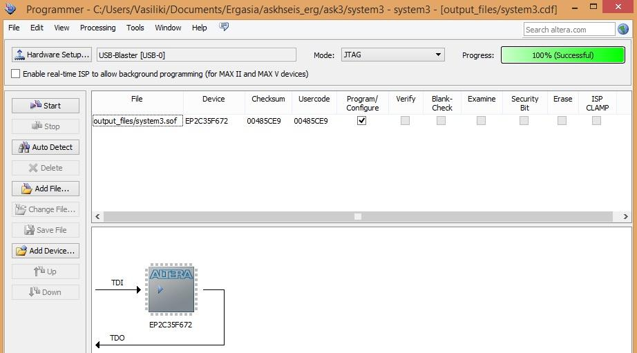 5.1.5 Μεταγλώττιςη και Προγραμματιςμόσ του FPGA Ζχοντασ ολοκλθρϊςει τα παραπάνω προχωράμε ςτο Compilation του project μασ, επιλζγοντασ Processing > Start Compilation.